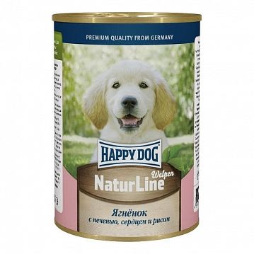 Консервы Happy Dog для щенков, ягненок с печенью, сердцем и рисом
