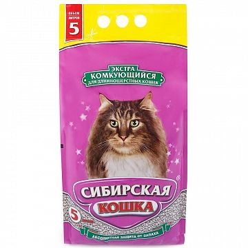 Наполнитель Сибирская кошка Экстра для длинношерстных кошек комкующийся