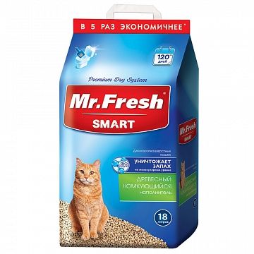 Наполнитель Mr.Fresh Smart для короткошерстных кошек древесный комкующийся