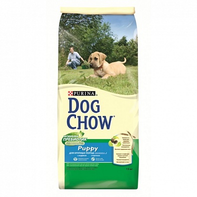 Сухой корм Dog Chow Puppy для крупных пород для щенков крупных пород, индейка