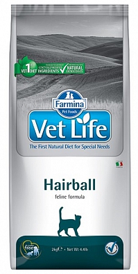 Farmina Vet Life Hairball корм для кошек снижает образование и способствует выведению шерстяных комочков из ЖКТ