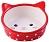 КерамикАрт миска керамическая для кошек 250 мл Мордочка кошки красная в горошек