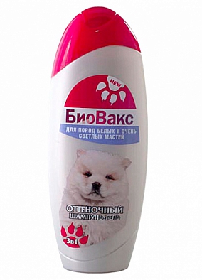 БиоВакс Шампунь-гель для собак оттеночный для пород белых и светлых мастей 350мл