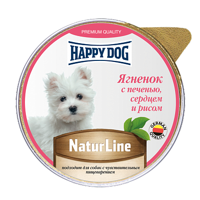 Консервы Happy Dog для взрослых собак малых пород, паштет ягненок с печенью, сердцем и рисом