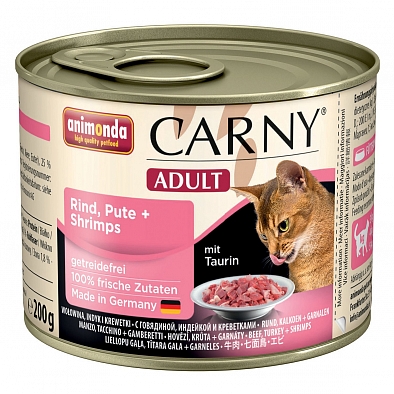 Консервы Animonda Carny Adult для кошек, с говядиной индейкой и креветками