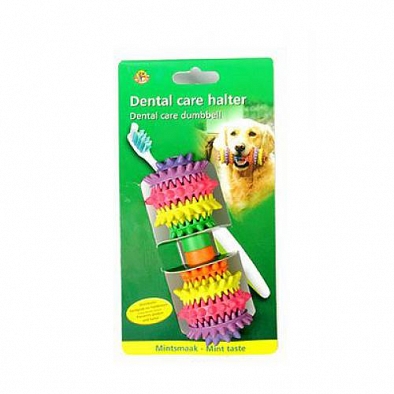 Beeztees 625415 Игрушка для собак Гантель шипованная с запахом мяты для ухода за зубами, резина 14*6см