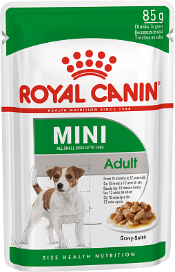 Паучи Royal Canin Mini Adult для взрослых собак мелких пород, соус