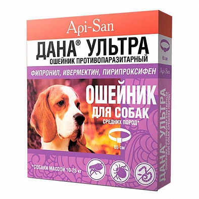 Api San Дана Ультра Ошейник для собак средних пород противопаразитный 65см