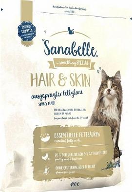 Сухой корм Sanabelle Hair&Skin полнорационный корм для взрослых кошек поддерживает здоровье кожи и шерсти, курица