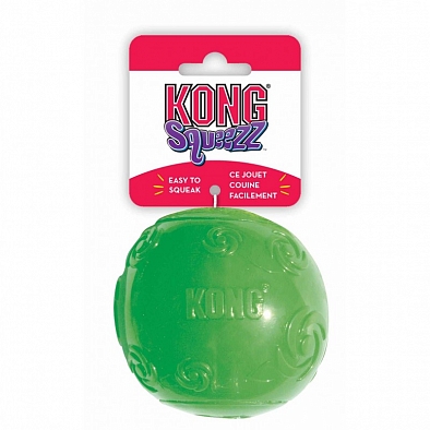 Kong игрушка для собак Сквиз Мячик очень большой, резиновый с пищалкой