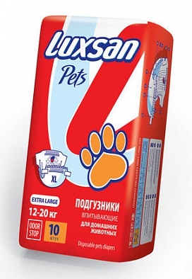 Luxsan 3.10 Pets Подгузники впитывающие для домашних животных XL 12-20кг 10шт