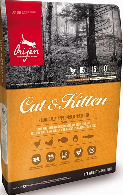 Сухой корм Orijen Cat & Kitten 85/15 беззерновой для кошек Цыпленок