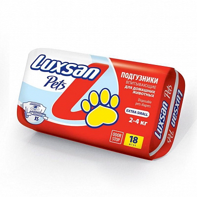 Luxsan 3.18 Pets Подгузники впитывающие для домашних животных XS 2-4кг 18шт