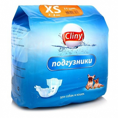 Экопром Cliny К201 Подгузники для собак и кошек XS 2-4кг 11шт