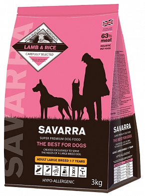 Сухой корм SAVARRA Adult Dog Large Breed для взрослых собак крупных пород, Ягненок/рис