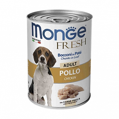 Консервы Monge Dog Fresh Chunks in Loaf для собак мясной рулет курица