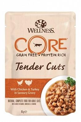 Консервы Wellness Core TENDER CUTS паучи из курицы с индейкой в виде нарезки в соусе для кошек