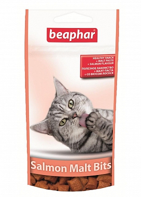 Beaphar 12621 Malt-Bits Подушечки с мальт-пастой для вывода шерсти из желудка с Лососем 35г*75шт