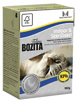 Консервы Bozita Feline Funktion Indoor & Sterilised для домашних и стерилизованных кошек кусочки в желе с Курицей - 190 г
