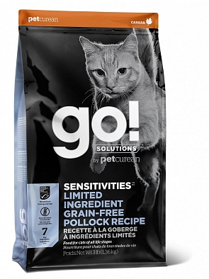 Сухой корм GO! беззерновой для котят и кошек с чувствительным пищеварением с Минтаем