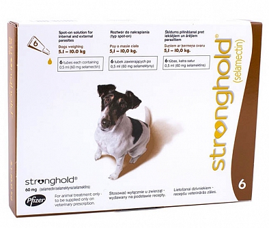 Pfizer Стронгхолд 60мг капли для собак 5-10кг 0,5мл*3пипетки (коричневый)